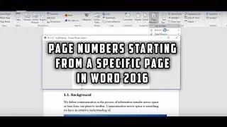 Page numbers starting from a specific page in Word 2016 tutorial