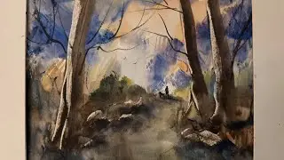 Morning Hike watercolor painting
