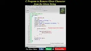 C Program to Remove Given Character from a String | Delete a given Character from a String