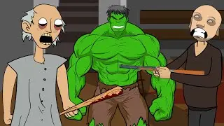 GRANNY THE HORROR GAME ANIMATION #19 : HULK Vs Scary Granny, Grandpa