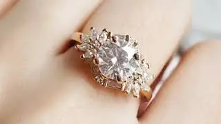 Minerva - Vintage Style Halo Moissanite Engagement Ring at Lucine and Co