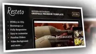 Resteto One page Restaurant Premium HTML Template - Video ServerThemes.Net