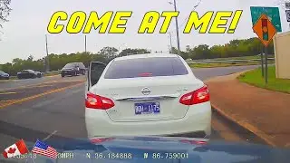 RUNS STOP SIGN, BRAKE CHECKS AND WANTS TO FIGHT, BUT GETS SCARED | USA & Canada
