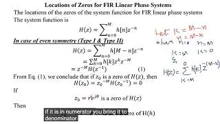 Lec 20 DSP Video Locations of Zeros for FIR Linear Phase Systems