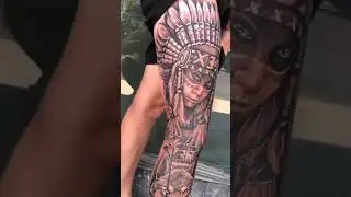 татуировка на ноге девушка индеец #shorts #tatoo #tattoo #girl