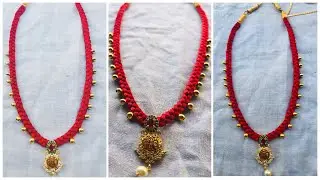 DIy How to make beautiful silk thread necklace at home|silk thread necklace making tutorial/RED❤️