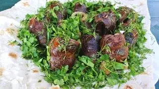 Шашлык из индюшиных сердечек.