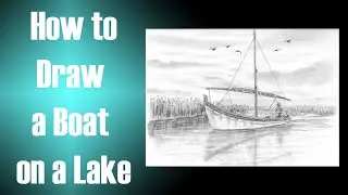 How to Draw a Boat on a Lake on a Cloudy Day