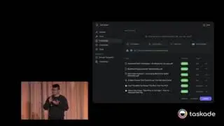 Taskade AI CEO John Xie speaks at HubSpot/AWS Startup Summit 2024