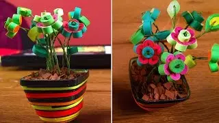 DIY Quilling Miniature Flower Pot In 3D | Quilling Flowers