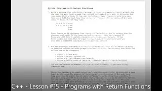 C++ - Lesson #15 - Programs with Return Functions