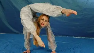 Contortionist Katya. Handstand acrobatics. Extreme backbending poses.