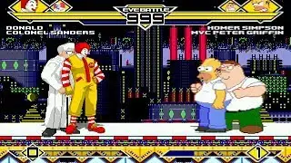 Ronald McDonald & Colonel Sanders  vs Homer Simpson & Peter Griffin MUGEN Battle 1.0!!!