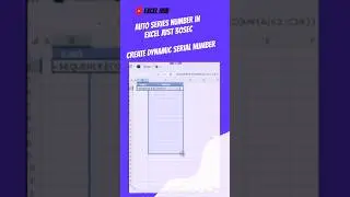 Auto Series Number In Excel Sheet 💯  