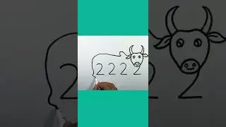 Cow drawing with 2222 