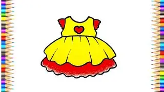 Frock Drawing || How to Draw Cute Dress for Beginners || Girl Frock Drawing || #frockdesign..