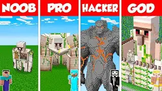 Minecraft Battle: NOOB vs PRO vs HACKER vs GOD: INSIDE GOLEM HOUSE BASE BUILD CHALLENGE / Animation