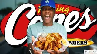 EATING RAISING CANES CHICKEN TENDERS AND FRIES WITH A SWEET TEA!