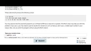 Exercise 3.3 (printPowersOfN) Java Tutorial || Pracetice-It