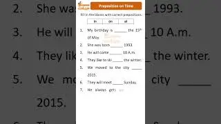 English Grammar Quiz | Prepositions on Time 