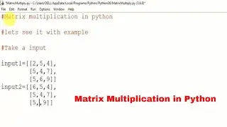 Python programming ! Matrix Multiplication In Python
