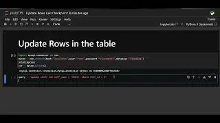 MySQL using Python - Update Rows In MySQL Tables