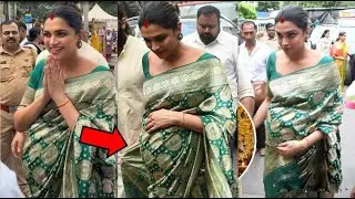 Heavily Pregnant Deepika Padukone take blessings from Siddhivinayak Temple