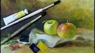Как нарисовать яблоки акварелью?