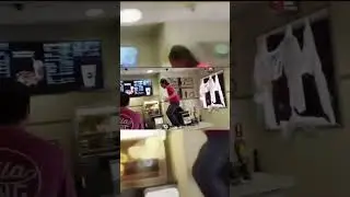 Guy jumps McDonalds counter