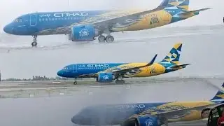 CSK & ETIHAD collab flight arrival #chennaisuperkings #ethihad #etihadairways