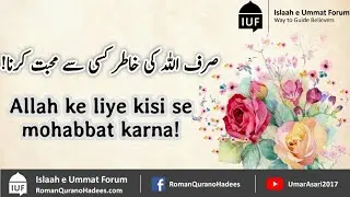 Allah ke liye kisi se mohabbat karna. By: Umar Asari Sanabili