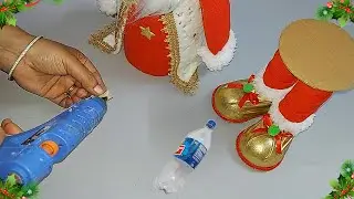 Low cost Easy Santa making idea from waste plastic bottle | DIY Christmas craft idea🎄206