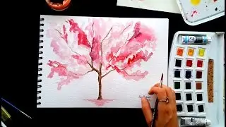 Basic and beautiful simple tree watercolor drawing