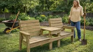 Double Chair Bench with Table Plans