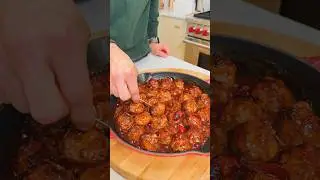 These meatballs are the perfect appetizer and are served with a cranberry BBQ sauce! 