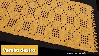 💛🏵Caminho de mesa em croche Tereza(Versão destro)