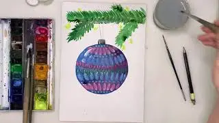 Рисуем новогоднюю игрушку. Как нарисовать новогодний шарик на ёлку. Урок рисования для детей.