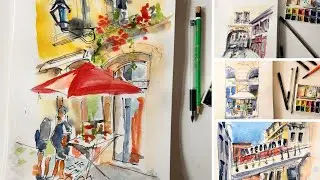 Croquis urbain à l’aquarelle (4 exemples concrets en speed drawing)