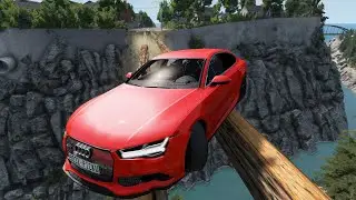 BeamNG Nation drive cars vs log bridge 3