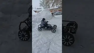 4×4 покатушка по снегу, полный привод, детская самодельная багги из гироскутеров 4 WD