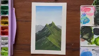 Easy Gouache painting of Mountains⛰️ / How to Paint mountains/ Gouache Painting for beginners