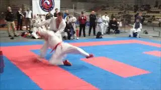 Вертушка в печень. Контратака подсечкой с добиванием. Чемпионат России по каратэ.
