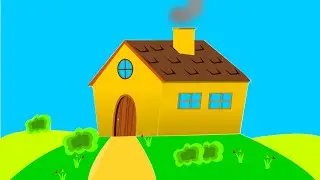 Vector Illustration in Inkscape - Cartoon House with scenery