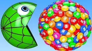 Learn Colors with PACMAN and Bunny Mold M&M Farm Watermelon Surprise Toy Street Vehicle for Kid