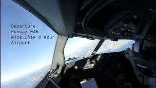 Manually flown departure from runway 04R Nice Côte d'Azur Airport (NCE LFMN)