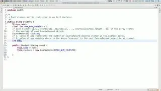 CS1B Java Tutorial 42 OOP: Defining:Testing the Student Class, Array Reference Typed Attributes