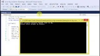 Pounds to Kg Calculator C++ Code (Visual Studio)