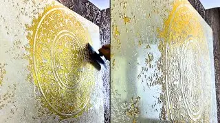 How to create beautiful wall decor using marble stucco and stencils🏠🔥