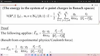 The energy in the system of m point charges in Banach spaces