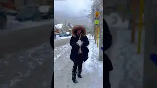 Enjoying snowfall in Toronto
